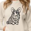 Ornate Sitting Welsh Corgi Vector Drawing