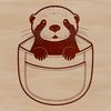An illustration of a wild animal peering out from its underwater pocket.