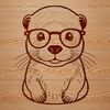 A close-up illustration of a wild otter's face, suitable for vector art design.