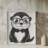 A vector illustration of a smiling otter wearing glasses, suitable for various design projects.
