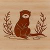 A detailed vector illustration of a wild otter in a natural setting.