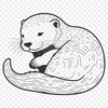 A digital illustration of a swimming otter with a sleek coat.