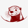 A digital illustration of a peeking otter in vector format.