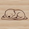 An illustration of a river otter in a relaxed pose on its side.