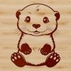 A digital illustration of a wild otter in a natural environment.