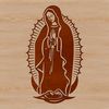 A vector depiction of Our Lady in a classic religious art design.