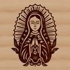 An intricate vector design of Our Lady, created with precise line work and details.
