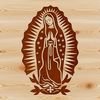 Ornate Virgin Mary Illustration A traditional illustration of the Virgin Mary with ornate details and a reverent expression.
