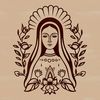SVG illustration of a traditional depiction of the Virgin Mary, ornate floral design, suitable for various uses.