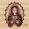 A highly detailed illustration of Virgin Mary in a traditional ornate style.