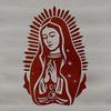 Vector representation of Our Lady, Mary, in detailed, symbolic style.