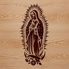 Floral Embellished Our Lady Portrait A traditional depiction of the Virgin Mary in ornate attire surrounded by floral elements.