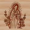 Beautiful Religious Iconography with Floral Motifs A traditional portrait of the Virgin Mary with ornate details and floral motifs.