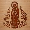 Religious Clip Art Illustration of Our Lady Illustration of the Virgin Mary in an ornate floral pattern, suitable for religious art and design.