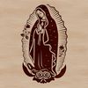 Religious SVG Image with Floral Patterns A traditional illustration of the Virgin Mary in ornate attire with floral patterns.