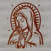 Ornate depiction of the Virgin Mary in religious art.
