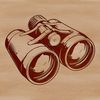 Outdoor Explorer's Delight A pair of binoculars for outdoor enthusiasts on a camping trip.