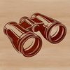 A pair of binoculars made from vector lines and shapes, ideal for outdoor activities like camping.