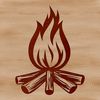 Illustrated campfire flames surrounded by outdoor elements, suitable for vector designs and cutting machine templates.