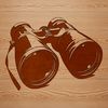 Close-up illustration of a binocular lens, suitable for design or crafting projects.
