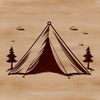 Compact Camping Shelter A simple line drawing of a tent with a compact design suitable for outdoor camping.