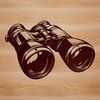 Outdoor Explorer Binoculars Icon Close-up illustration of binoculars for outdoor activities.