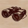 Outdoor Explorer's Companion Illustration Binoculars illustration used for outdoor enthusiasts, such as campers, hikers, and nature observers.