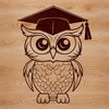 Cute Owl Vector Graphic A detailed, hand-drawn vector illustration of a cute owl with soft feathers and expressive eyes.