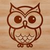 Perched Owl Silhouette A simple line drawing of a wise-looking owl perched on a branch.