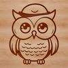 Cute Bird Illustration Design A simple line drawing of a cute owl's head, featuring a vector design of feathers and facial features.