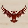 A detailed illustration of a nocturnal owl in mid-flight, its feathers and wings accurately rendered.