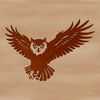 Wild Owl in Flight Illustration A detailed illustration of a wild bird in flight, featuring an owl's distinctive features.