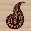 Ornate paisley shape with intricate details, suitable for digital cutting machines like Cricut or laser cutters.