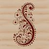 A stylized ornate floral design in the shape of a paisley motif.