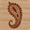 A stylized, ornate paisley shape with intricate patterns.