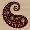 Paisley shape with intricate design elements.