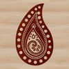 A traditional ornate paisley shape suitable for vector design and embellishment.