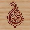 Geometric paisley pattern used as a clip art element in various designs.