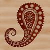 Ornate Teardrop Motif Clip Art Design A stylized ornate shape with teardrop patterns, typical of a traditional Paisley design.