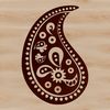 A detailed ornate paisley shape suitable for various uses including clip art, vector design, and commercial projects.