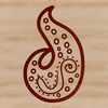 An ornate paisley design made up of intricate shapes and patterns.