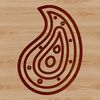 Ornate paisley design composed of intricate lines and shapes.