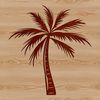 Isolated Palm Tree Silhouette A single palm tree standing alone on a sandy beach during a sunny vacation.
