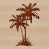 Palm Tree Silhouette Close-up illustration of a tall palm tree with green leaves and a sturdy trunk.