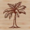Exotic Palm Tree Silhouette Vector illustration of a solitary palm tree in a tropical landscape setting.