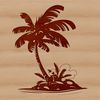 Exotic Silhouette A single palm tree silhouetted against a bright blue sky, suitable for vector design projects.