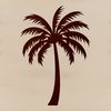 Nautical Vacation Scene Clip Art A colorful illustration of a vacation cruise ship surrounded by a palm tree and blue waters.