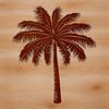 Exotic Getaway Palm Tree Icon A single palm tree standing tall in a serene natural setting.