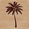 Tropical Greenery Palm Tree Vector Art A single stem palm tree with large green leaves standing tall in a sunny outdoor environment.