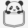 A digital illustration of a panda bear in a pocket-like setting.